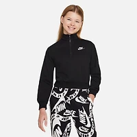 Nike Club Big Kid Girls Mock Neck Long Sleeve Fleece Active Quarter-Zip Pullover
