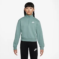 Nike Club Big Kid Girls Mock Neck Long Sleeve Fleece Active Quarter-Zip Pullover