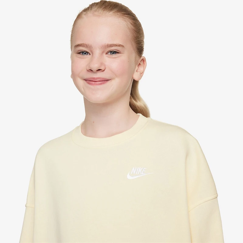 Nike Club Big Kid Girls Crew Neck Fleece Long Sleeve Sweatshirt