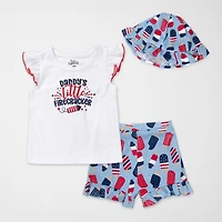 Baby Essentials Little Firecracker Girls 3-pc. Short Set
