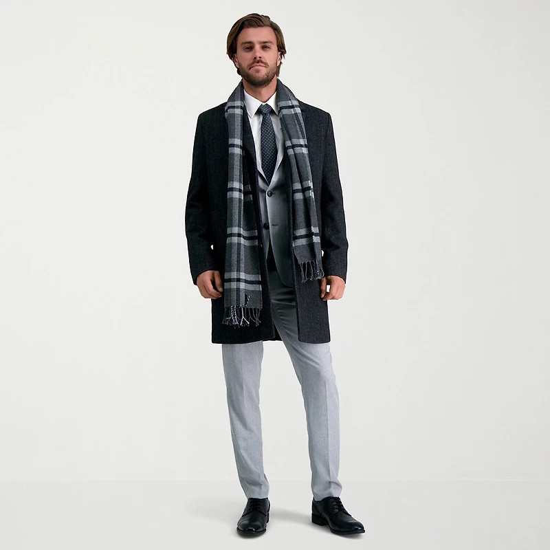 Haggar Brushed Herringbone Mens Midweight Topcoat Coat