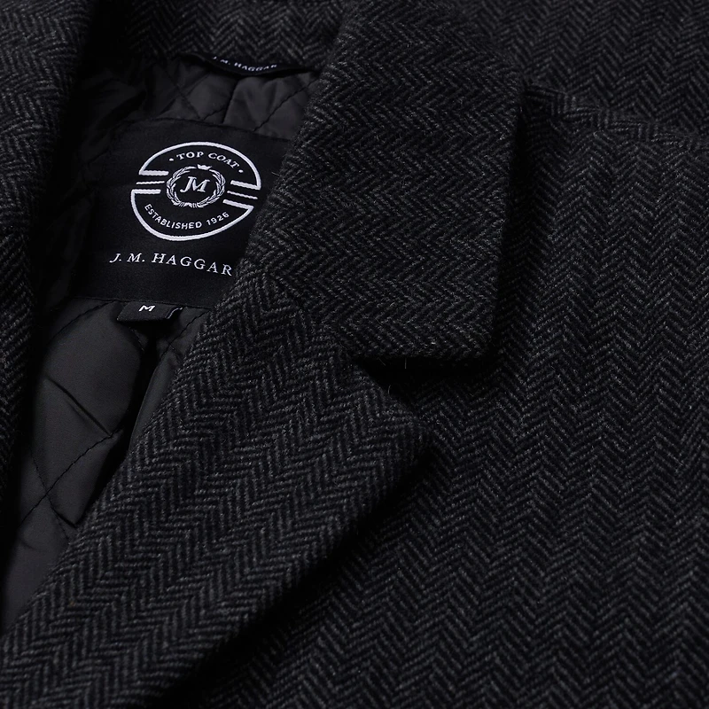 Haggar Brushed Herringbone Mens Midweight Topcoat Coat