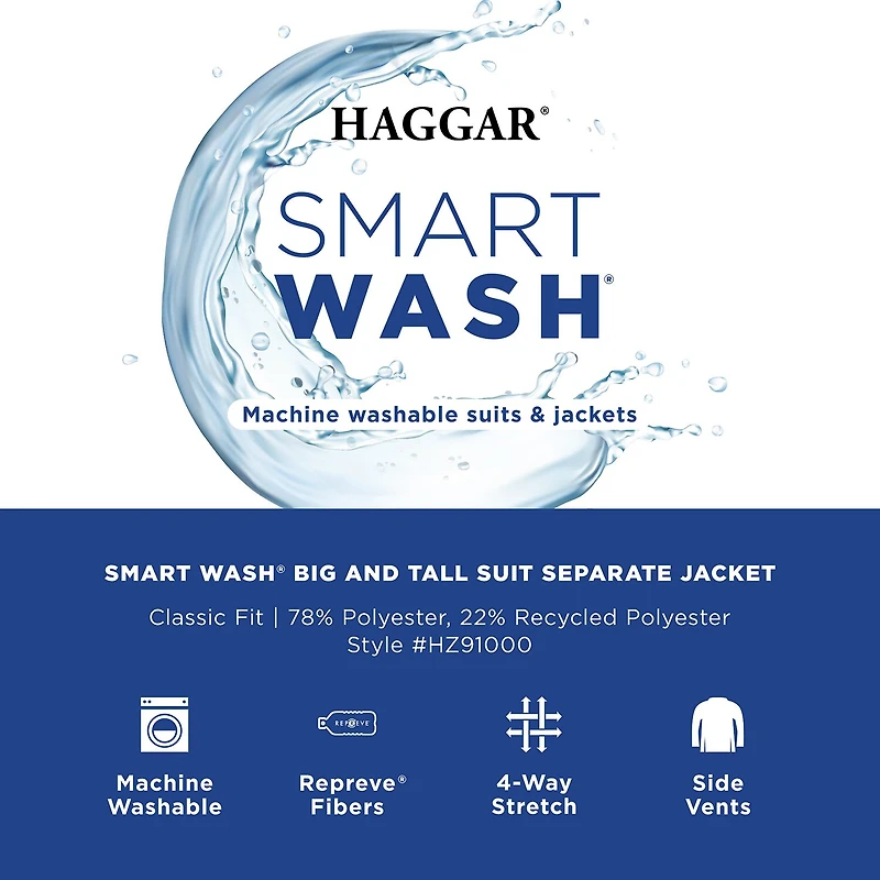 Haggar Smart Wash With Repreve Mens Classic Fit Big and Tall Suit Jacket