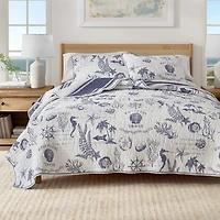 Linery Coastal Printed Cotton Reversible Quilt Set