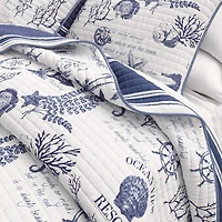 Linery Coastal Printed Cotton Reversible Quilt Set