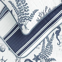 Linery Coastal Printed Cotton Reversible Quilt Set
