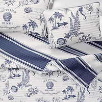 Linery Coastal Printed Cotton Reversible Quilt Set