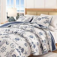 Linery Coastal Printed Cotton Reversible Quilt Set