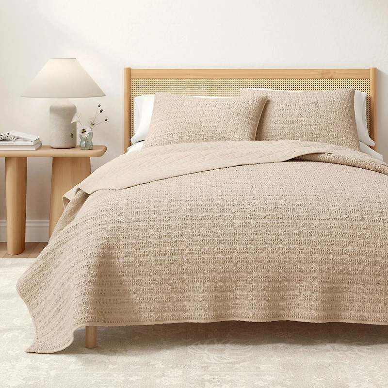 Linery Cotton Waffle Honeycomb Weave 3-pc. Quilt Set