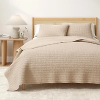 Linery Cotton Waffle Honeycomb Weave 3-pc. Quilt Set