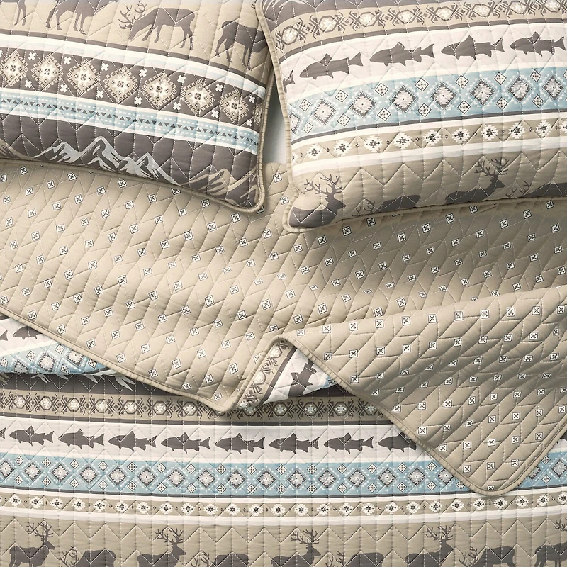 Linery Animal Stripe REVERSIBLE Quilt Set