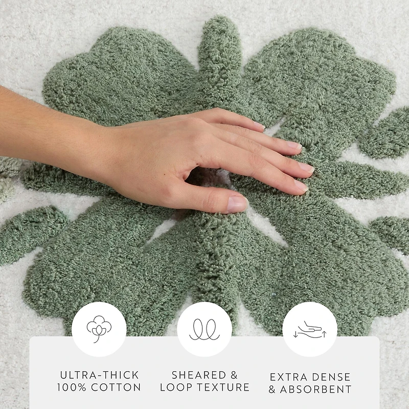 Casual Comfort Flower Pattern Cotton Bath Rug