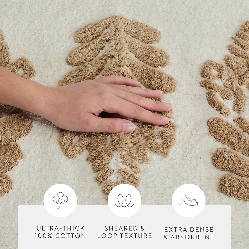 Casual Comfort Folk Leaves Pattern Cotton Bath Rug