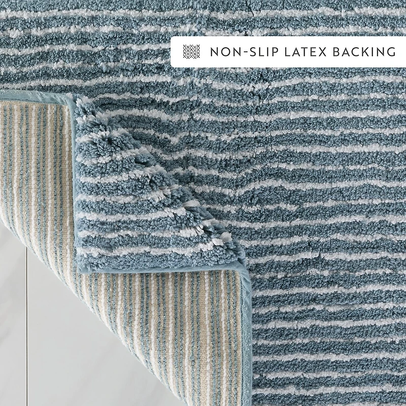 Casual Comfort Pinstripe Cotton Bath Rug