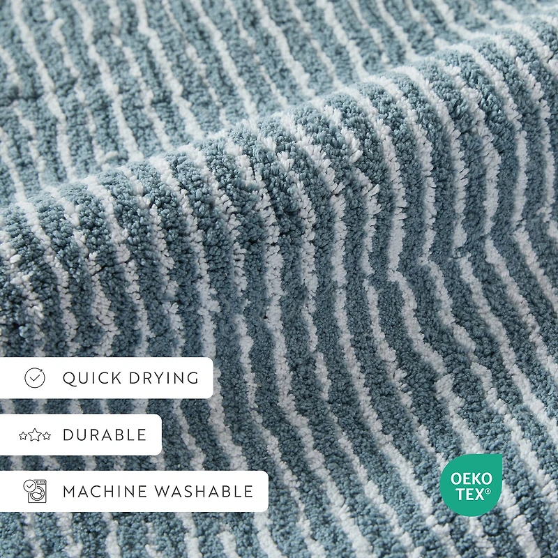 Casual Comfort Pinstripe Cotton Bath Rug