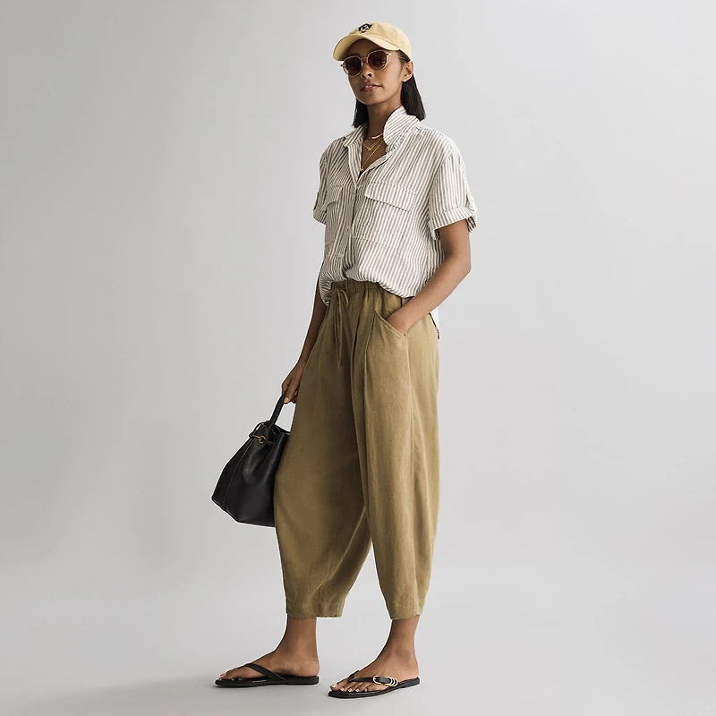 a.n.a Womens Linen Ankle Balloon Pant