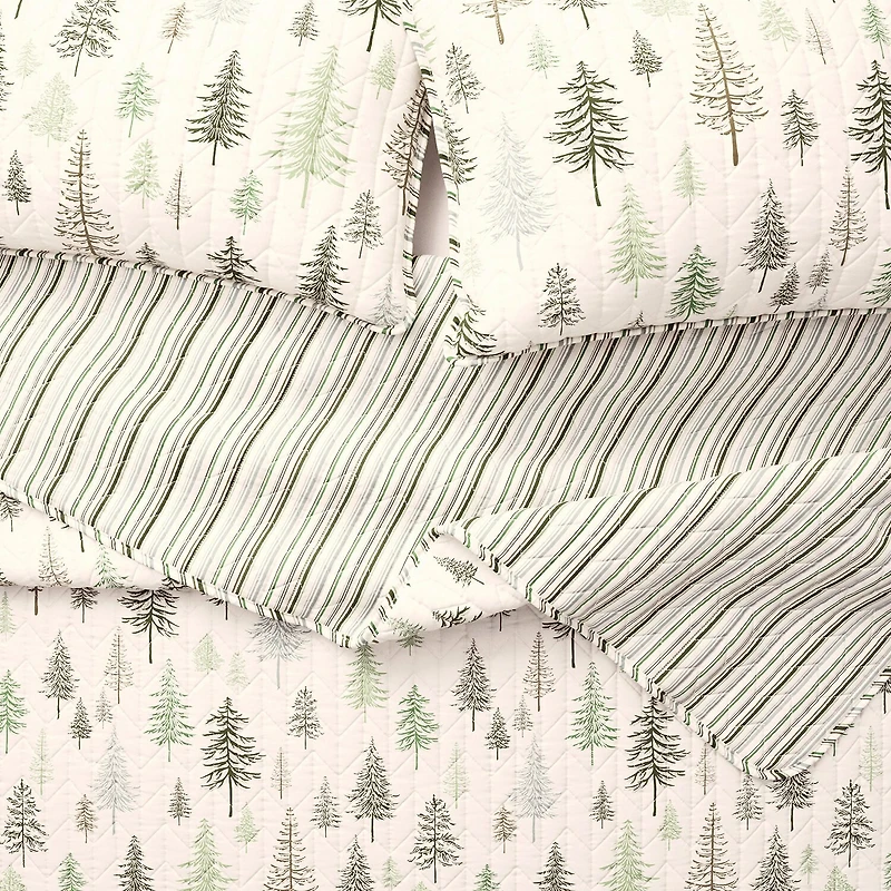 Linery Lodge Trees Reversible Quilt Set