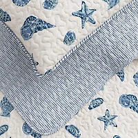 Linery Seashells Coastal Reversible Quilt Set
