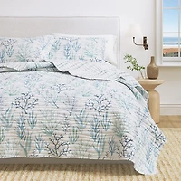 Linery Blue Coral Reversible Quilt Set