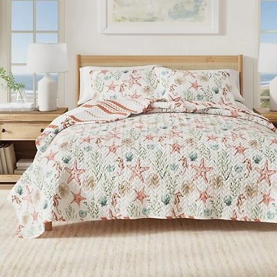 Linery Watercolor Sea Life Reversible Quilt Set