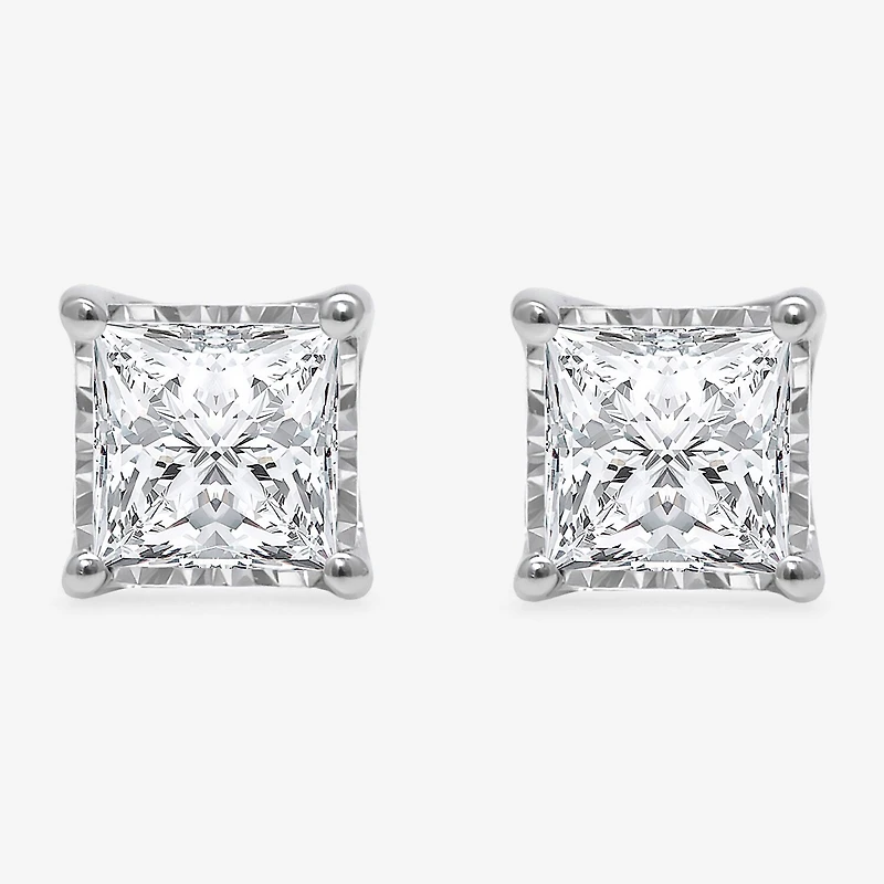 (I/Si2) 1-1/2 CT. T.W. Lab-Grown Diamond Sterling Silver or 14K Gold over Princess Stud Earrings