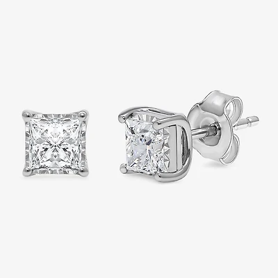 (I/Si2) 1-1/2 CT. T.W. Lab-Grown Diamond Sterling Silver or 14K Gold over Princess Stud Earrings