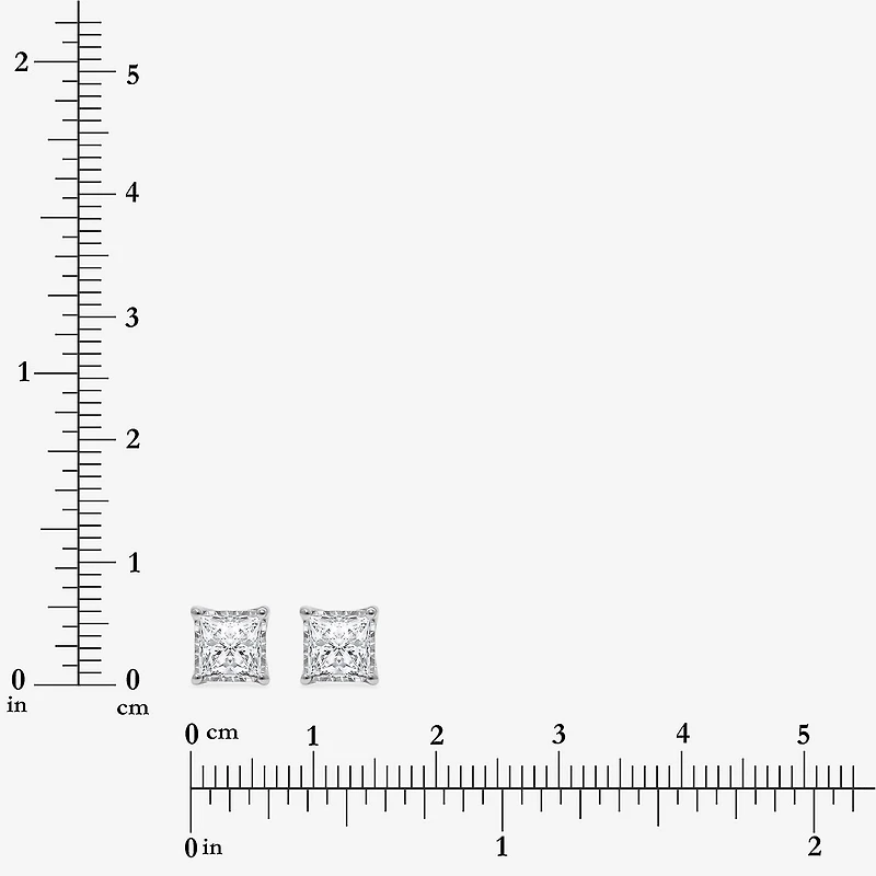 (I/Si2) 1-1/2 CT. T.W. Lab-Grown Diamond Sterling Silver or 14K Gold over Princess Stud Earrings