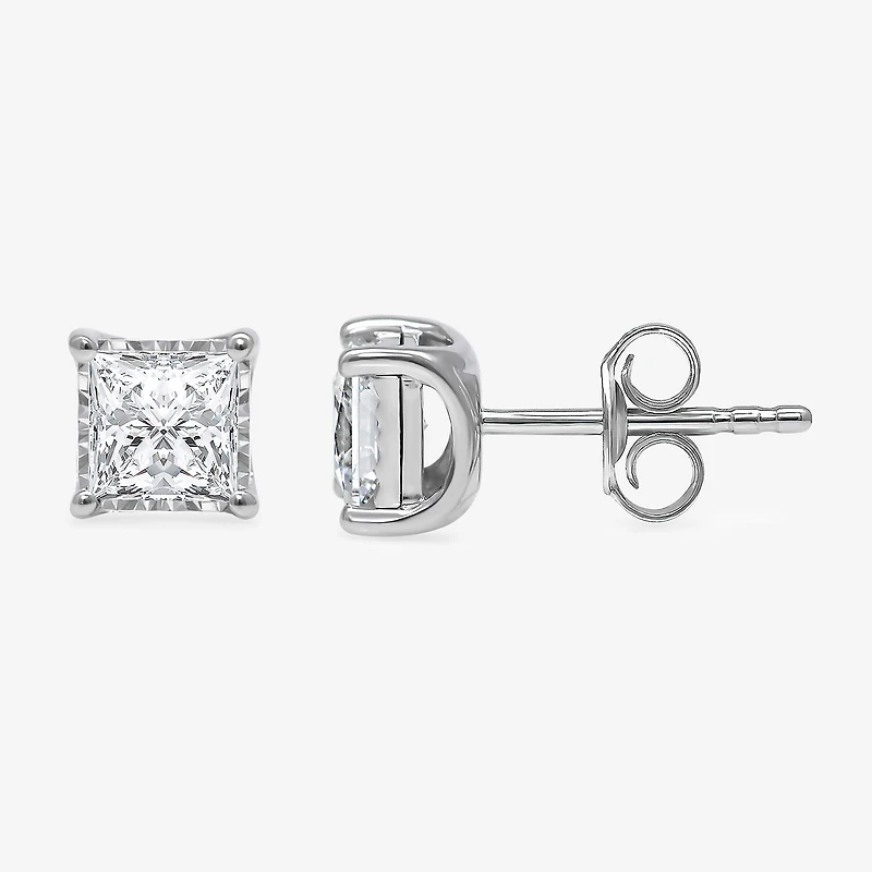 (I/Si2) 1-1/2 CT. T.W. Lab-Grown Diamond Sterling Silver or 14K Gold over Princess Stud Earrings