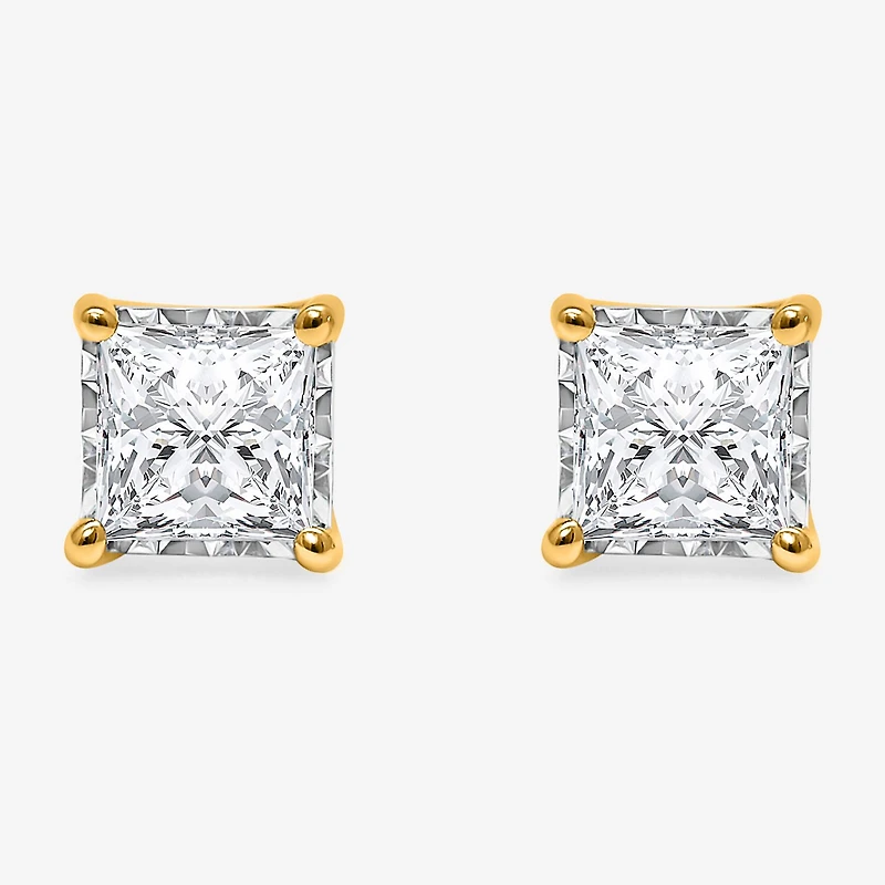 ( I/SI2 ) 1 CT. T.W. Lab-Grown Diamond Sterling Silver or 14K Gold over Princess Stud Earrings