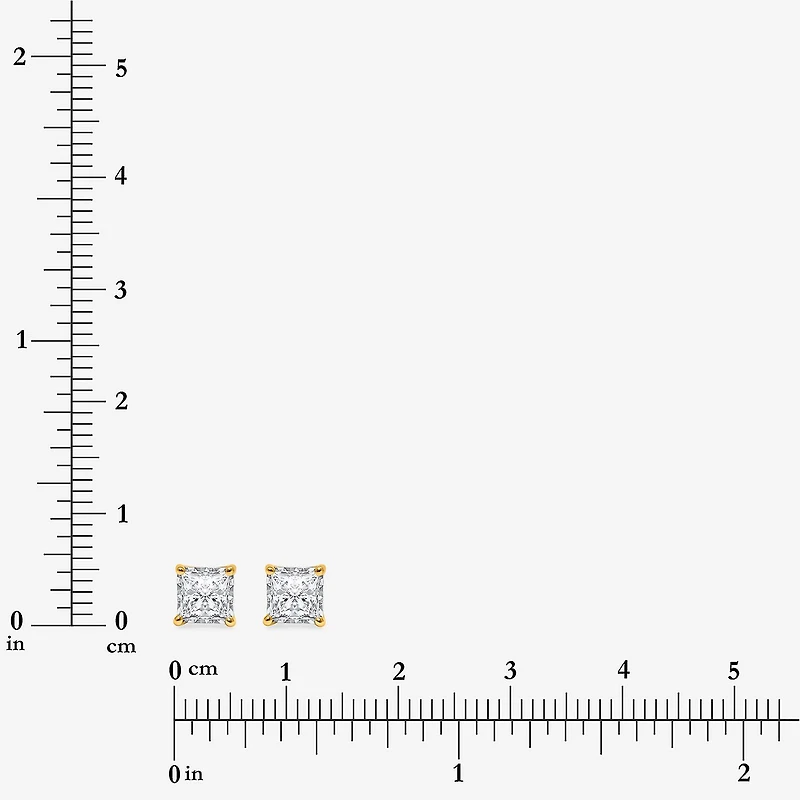 ( I/SI2 ) 1 CT. T.W. Lab-Grown Diamond Sterling Silver or 14K Gold over Princess Stud Earrings