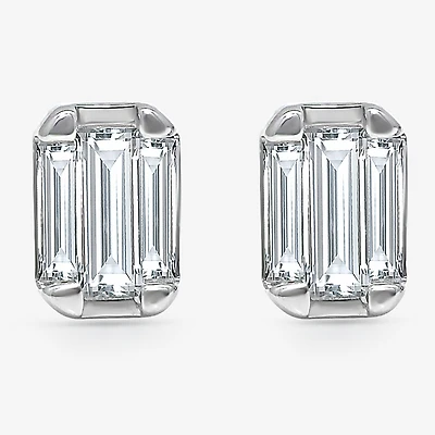 (I/Si2) 1/2 CT. T.W. Lab Grown White Diamond Sterling Silver 4.6mm Rectangular Stud Earrings