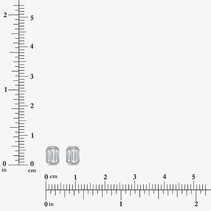 (I/Si2) 1/2 CT. T.W. Lab Grown White Diamond Sterling Silver 4.6mm Rectangular Stud Earrings