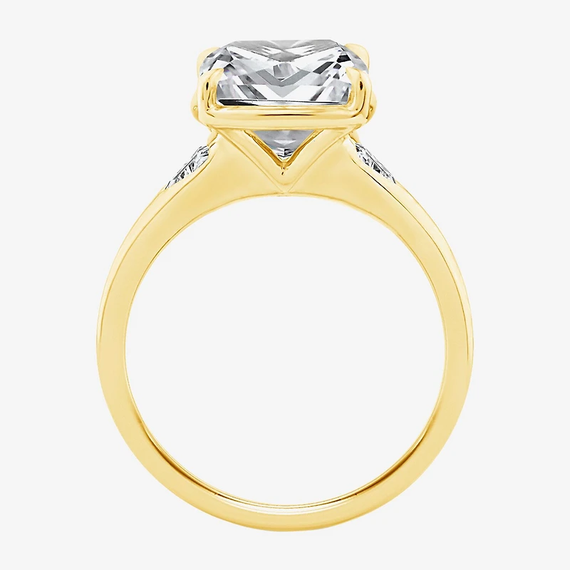 (F / Vs2) Womens 5 1/3 Ct. T.W. Lab Grown White Diamond 14K Gold Cushion Side Stone Engagement Ring