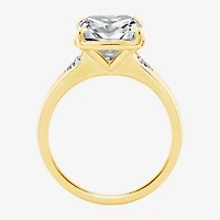 (F / Vs2) Womens 5 1/3 Ct. T.W. Lab Grown White Diamond 14K Gold Cushion Side Stone Engagement Ring