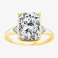 (F / Vs2) Womens 5 1/3 Ct. T.W. Lab Grown White Diamond 14K Gold Cushion Side Stone Engagement Ring