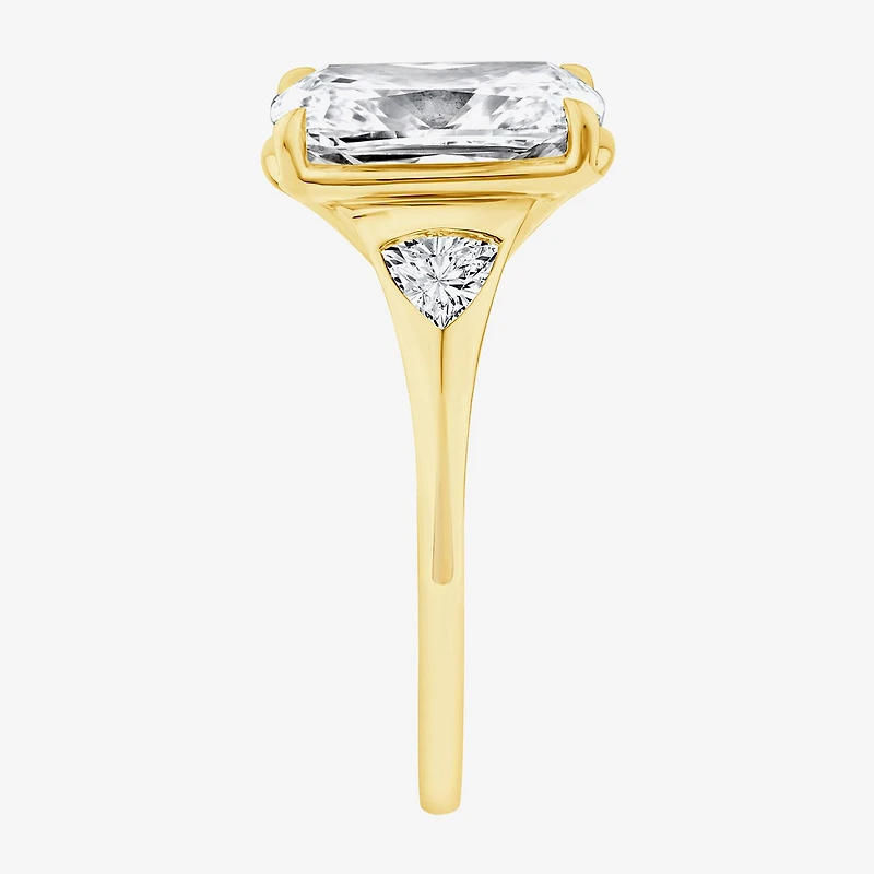 (F / Vs2) Womens 5 1/3 Ct. T.W. Lab Grown White Diamond 14K Gold Cushion Side Stone Engagement Ring