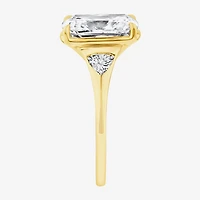 (F / Vs2) Womens 5 1/3 Ct. T.W. Lab Grown White Diamond 14K Gold Cushion Side Stone Engagement Ring