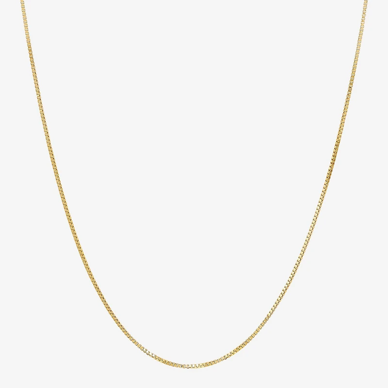 Womens 10K Gold 18 Inch Box Chain Necklace