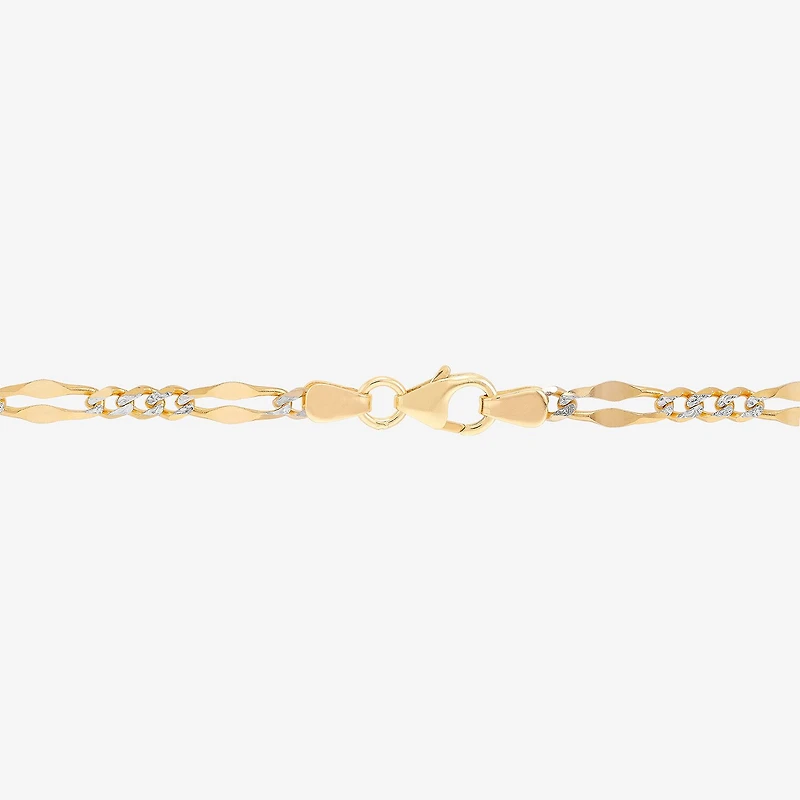 Made in Italy Womens 14K Two Tone Gold 7.5 Inch Solid Figaro Chain Bracelet