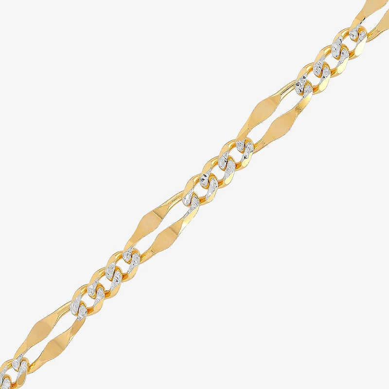 Made in Italy Womens 14K Two Tone Gold 7.5 Inch Solid Figaro Chain Bracelet