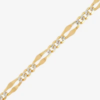 Made in Italy Womens 14K Two Tone Gold 7.5 Inch Solid Figaro Chain Bracelet