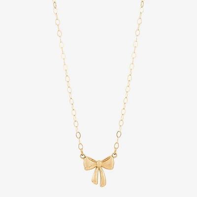 Gold Addiction Womens 10K Gold Bow 18 Inch Pendant Necklace