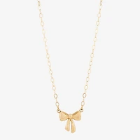Gold Addiction Womens 10K Gold Bow 18 Inch Pendant Necklace