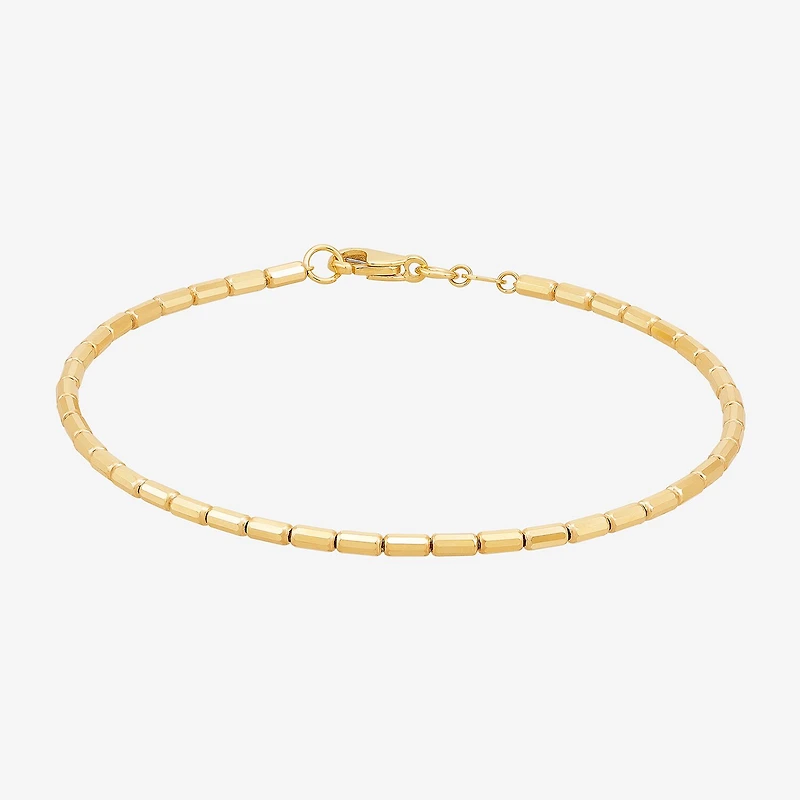 Womens 10K Gold 7.5 Inch Hollow Link Chain Bracelet