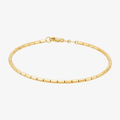 Womens 10K Gold 7.5 Inch Hollow Link Chain Bracelet