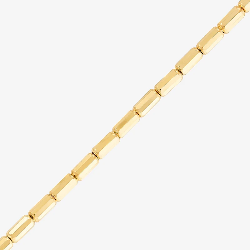 Womens 10K Gold 7.5 Inch Hollow Link Chain Bracelet