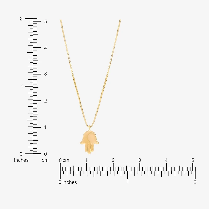 Gold Addiction Womens 10K Gold Hamsa 18 Inch Pendant Necklace