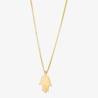 Gold Addiction Womens 10K Gold Hamsa 18 Inch Pendant Necklace