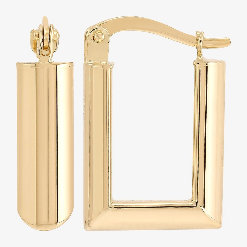 Gold Addiction Womens 10K Gold 17.9mm Rectangular Hoop Earrings