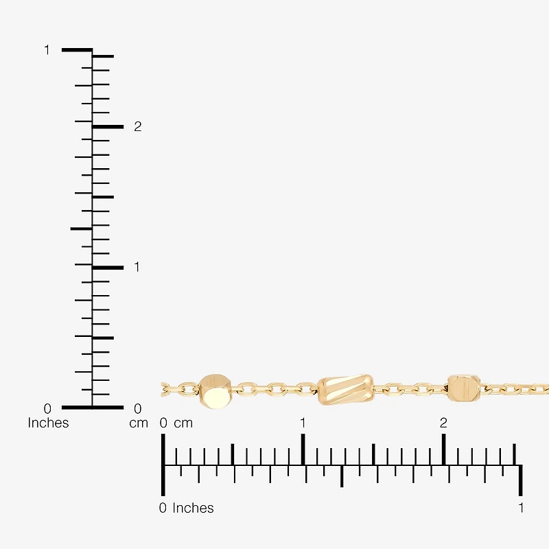 Gold Addiction Womens 10K Gold 7 3/4 Inch Solid Chain Bracelet